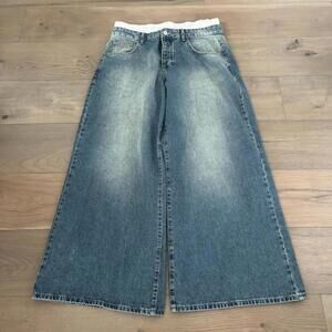 vintage super baggy double waisted blue washed jeans🖨️